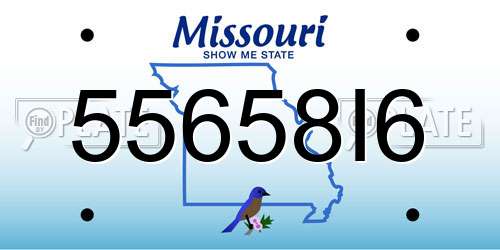 55658I6 Missouri License Plate