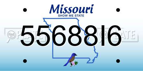 55688I6 Missouri License Plate