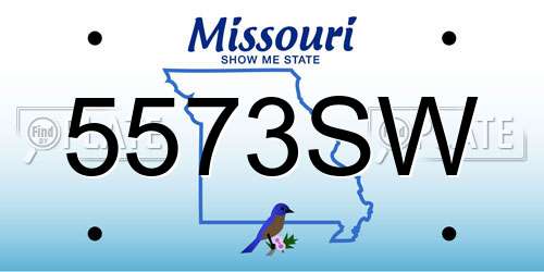 5573SW Missouri License Plate