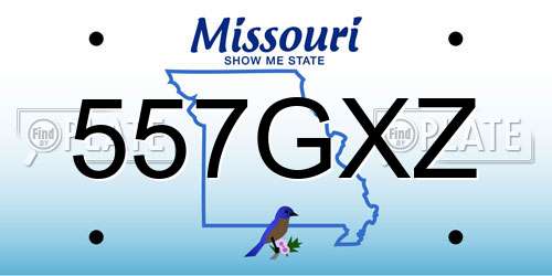 557GXZ Missouri License Plate