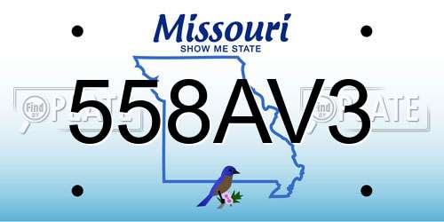 558AV3 Missouri License Plate