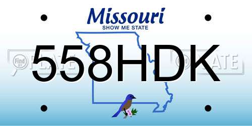 558HDK Missouri License Plate