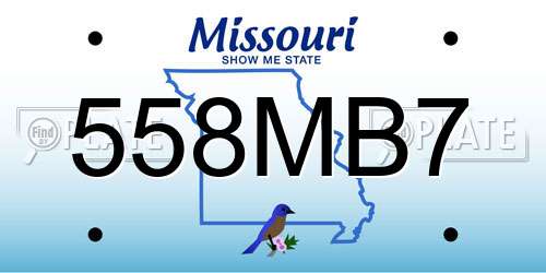 558MB7 Missouri License Plate