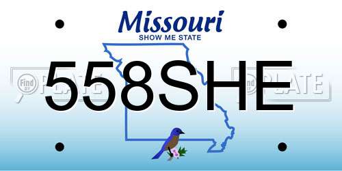 558SHE Missouri License Plate