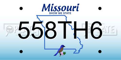 558TH6 Missouri License Plate