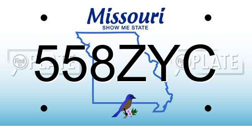 558ZYC Missouri License Plate
