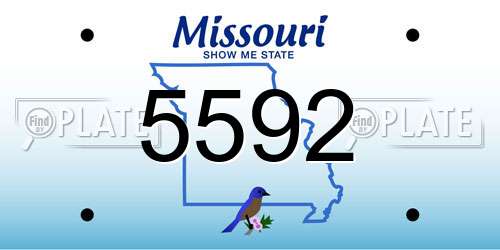 5592 Missouri License Plate