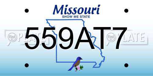 559AT7 Missouri License Plate