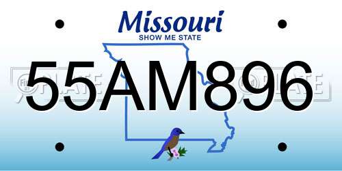 55AM896 Missouri License Plate