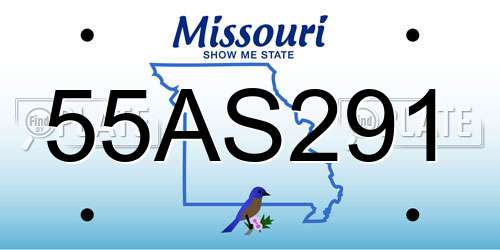 55AS291 Missouri License Plate