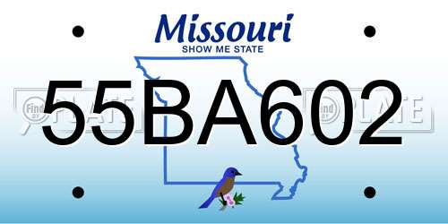 55BA602 Missouri License Plate
