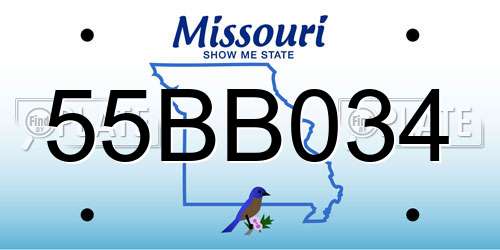 55BB034 Missouri License Plate