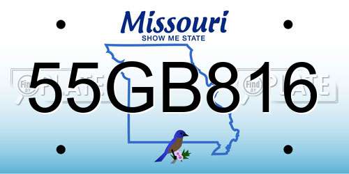 55GB816 Missouri License Plate
