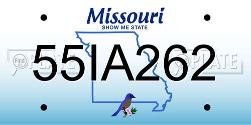 55IA262 Missouri License Plate