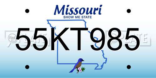 55KT985 Missouri License Plate