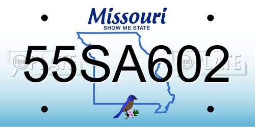 55SA602 Missouri License Plate