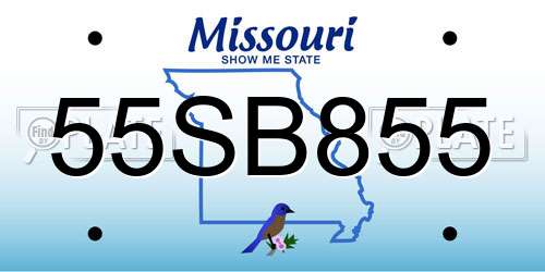 55SB855 Missouri License Plate