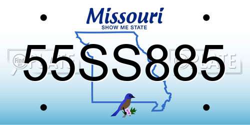 55SS885 Missouri License Plate