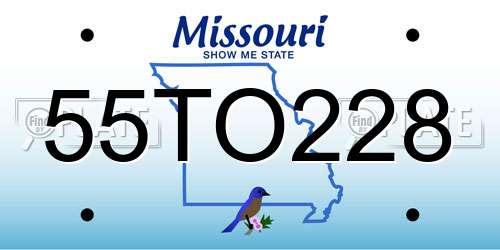 55TO228 Missouri License Plate