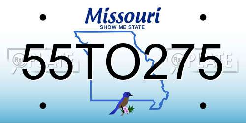 55TO275 Missouri License Plate