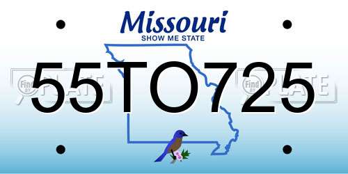 55TO725 Missouri License Plate