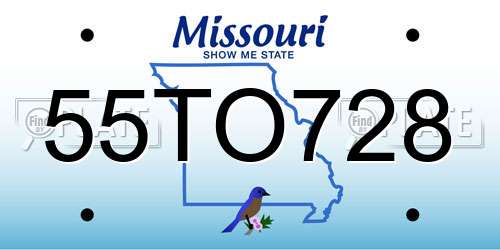 55TO728 Missouri License Plate