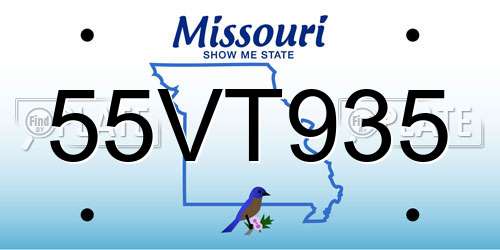 55VT935 Missouri License Plate