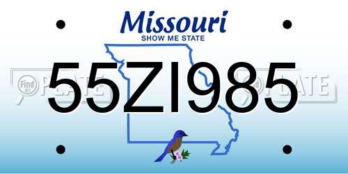 55ZI985 Missouri License Plate