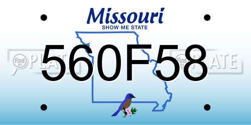 560F58 Missouri License Plate