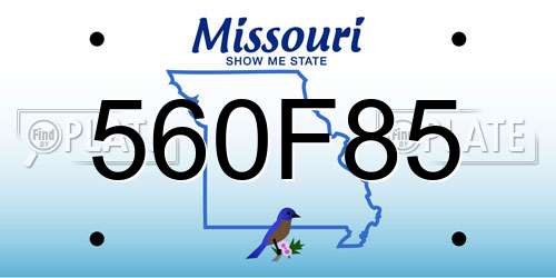 560F85 Missouri License Plate