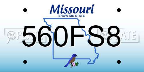 560FS8 Missouri License Plate