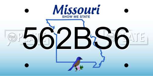 562BS6 Missouri License Plate
