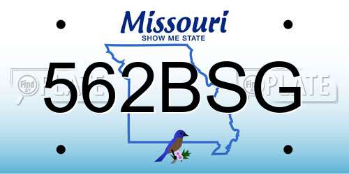 562BSG Missouri License Plate
