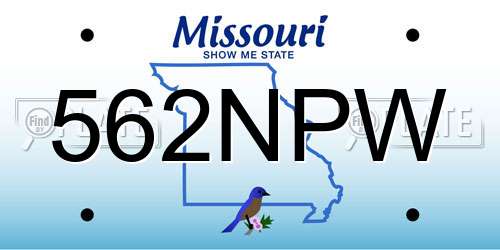 562NPW Missouri License Plate