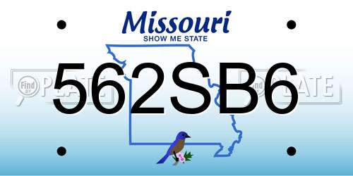 562SB6 Missouri License Plate