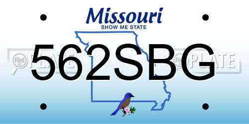 562SBG Missouri License Plate