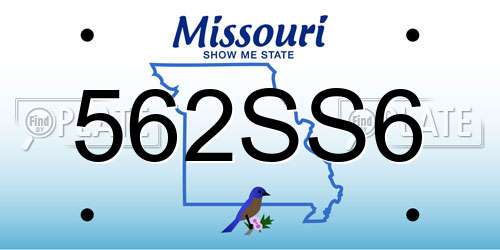 562SS6 Missouri License Plate