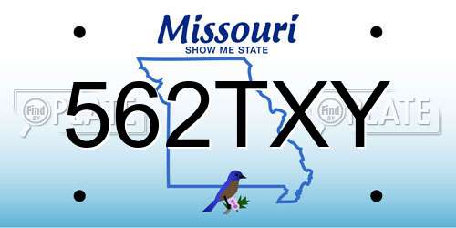 562TXY Missouri License Plate