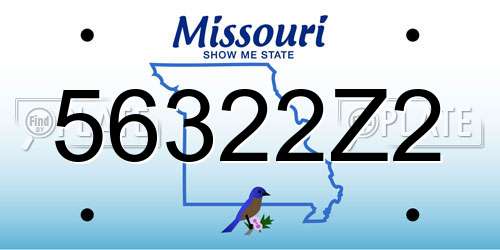 56322Z2 Missouri License Plate