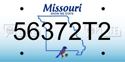 56372T2 Missouri License Plate