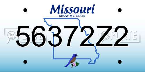 56372Z2 Missouri License Plate