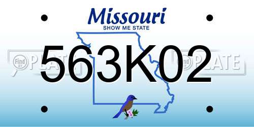 563K02 Missouri License Plate