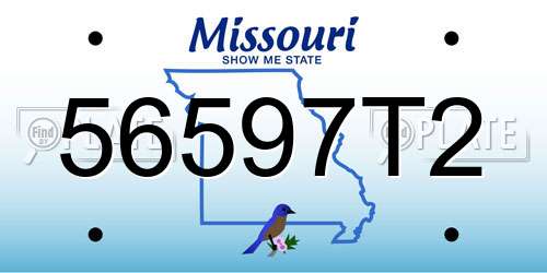 56597T2 Missouri License Plate