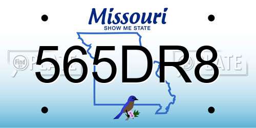565DR8 Missouri License Plate