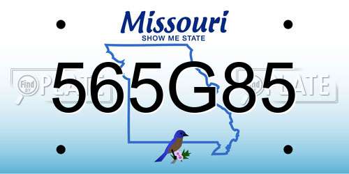 565G85 Missouri License Plate