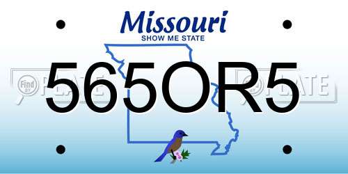 565OR5 Missouri License Plate