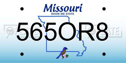 565OR8 Missouri License Plate