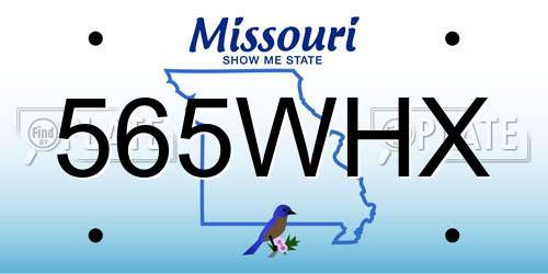 565WHX Missouri License Plate