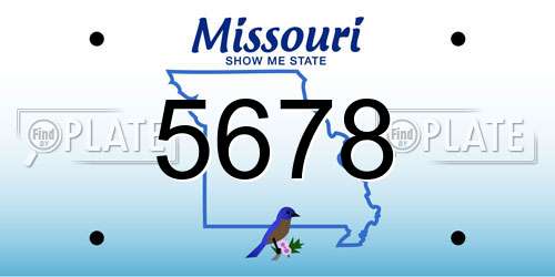 5678 Missouri License Plate
