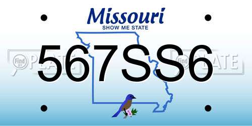 567SS6 Missouri License Plate